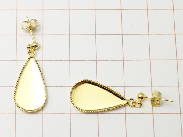 画像3: 【高品質日本製 10セット予約販売】No.15 ピアス(ドロップ) ペア(2個セット) ゴールド ミール皿 土台 11×20mm (3)