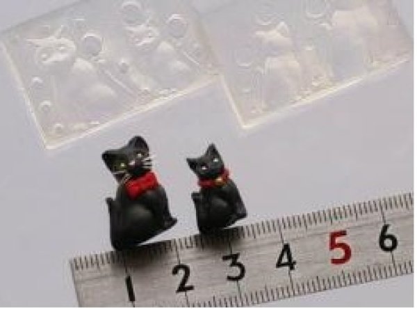 画像2: (sn254)シリコンモールド　立体お座りキャット２種 (2)