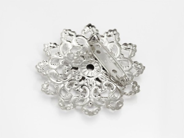 画像2: 【高品質日本製 10セット予約販売】No.78 レースサークル ブローチピン シルバー ミール皿 土台 皿20mm (2)