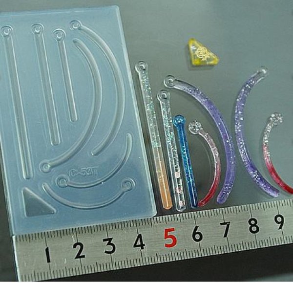 画像3: (sn735)シリコンモールド 穴付きチャーム ロングライン カーブ (3)