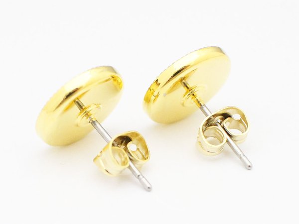 画像3: 【高品質日本製 10セット予約販売】No.95 スタッドピアス(サークル) ペア(2個セット) ゴールド ミール皿 土台 10mm (3)