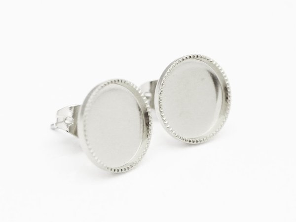 画像2: 【高品質日本製 10セット予約販売】No.96 スタッドピアス(サークル) ペア(2個セット) シルバー ミール皿 土台 10mm (2)