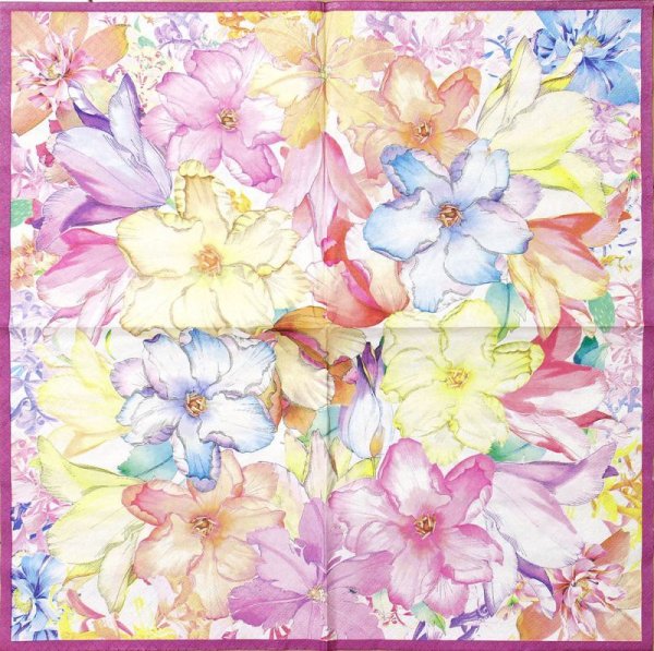 画像2: ★星印商品のみ同梱可★(D600)ペーパーナプキン　スプリングフローラル　1枚　バラ売り　デコパージュにも (2)