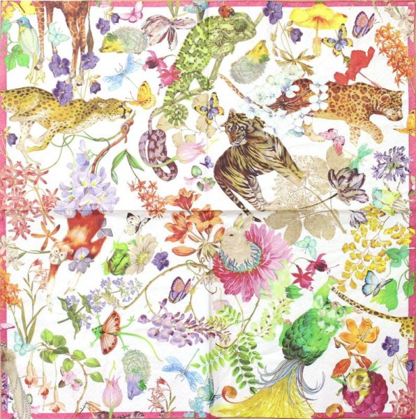 画像2: ★星印商品のみ同梱可★(D596)ペーパーナプキン　グラマラスジャングル　1枚　バラ売り　デコパージュにも (2)