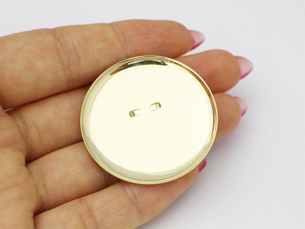 画像3: 【高品質日本製 10セット予約販売】No.106 大サイズ ブローチピン サークル シルバー ミール皿 土台 約35mm (3)