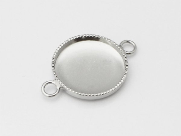 画像2: 【高品質日本製 10セット予約販売】No.102 ブレスレット用 サークル 両カンタイプ シルバー ミール皿 土台 12mm (2)