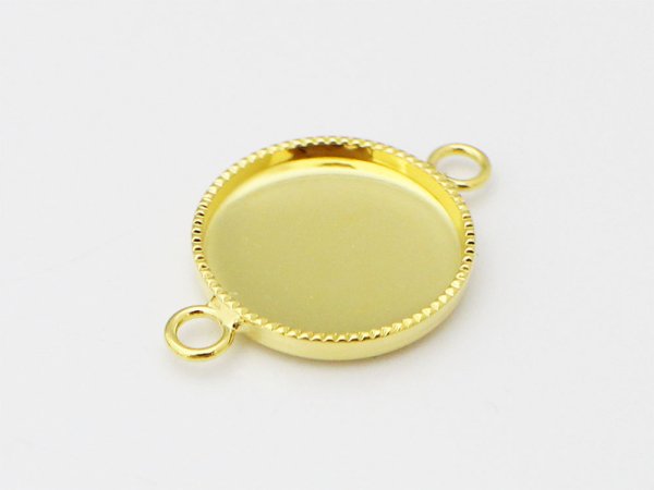 画像2: 【高品質日本製 10セット予約販売】No.101 ブレスレット用 サークル ゴールド 両カンタイプ ミール皿 土台 12mm (2)