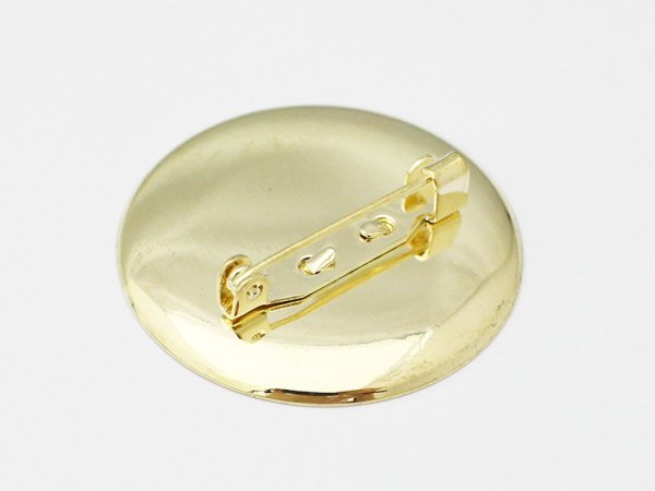 画像2: 【高品質日本製 10セット予約販売】No.105 大サイズ ブローチピン サークル ゴールド ミール皿 土台 約35mm (2)