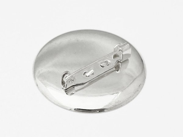 画像2: 【高品質日本製 10セット予約販売】No.106 大サイズ ブローチピン サークル シルバー ミール皿 土台 約35mm (2)