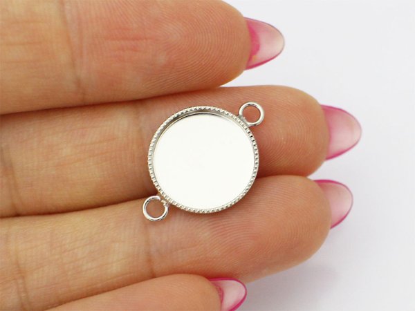 画像3: 【高品質日本製 10セット予約販売】No.102 ブレスレット用 サークル 両カンタイプ シルバー ミール皿 土台 12mm (3)