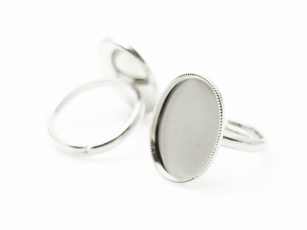 画像2: 【高品質日本製 10セット予約販売】No.51 リング（オーバル）　フリーサイズ　シルバー　ミール皿 土台　13×18mm (2)