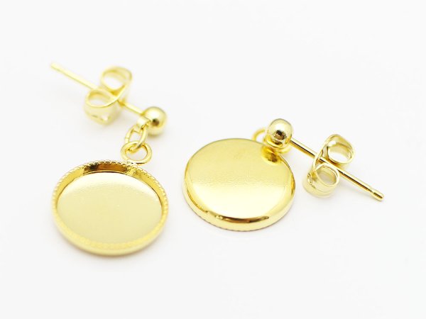 画像2: 【高品質日本製 10セット予約販売】No.89 ピアス(サークル) ペア(2個セット) ゴールド ミール皿 土台 10mm (2)