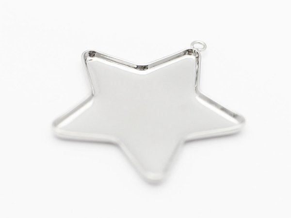 画像2: 【高品質日本製 10セット予約販売】No.94 スター チャーム シルバー ミール皿 土台 26×32mm (2)