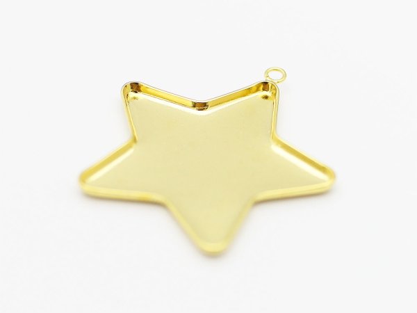 画像2: 【高品質日本製 10セット予約販売】No.93 スター チャーム ゴールド ミール皿 土台 26×32mm (2)