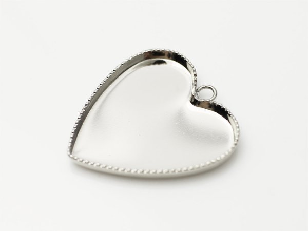 画像3: 【高品質日本製 10セット予約販売】No.43 ハート チャーム シルバー ミール皿 土台 23×25mm (3)