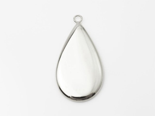 画像2: 【高品質日本製 10セット予約販売】No.65 ペンダントトップ(ドロップ) シルバー ミール皿 土台 29×16mm (2)