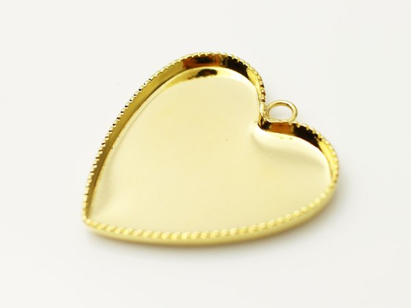 画像3: 【高品質日本製 10セット予約販売】No.42 ハート チャーム ゴールド ミール皿 土台 23×25mm (3)