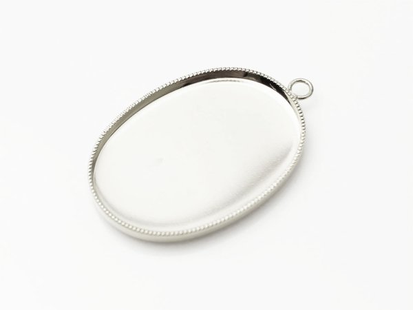 画像3: 【高品質日本製 10セット予約販売】No.47 オーバル チャーム シルバー ミール皿 土台 19×26mm (3)