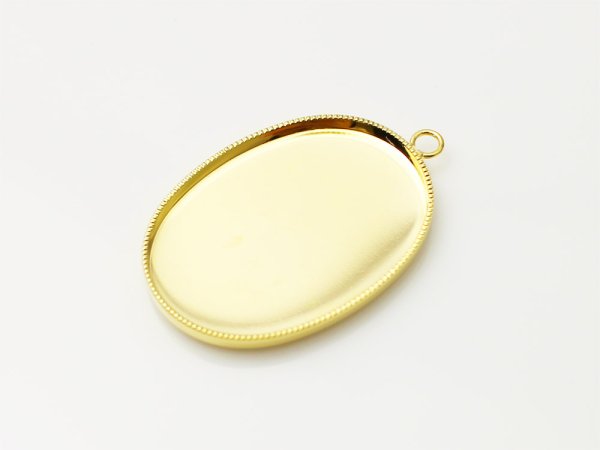 画像3: 【高品質日本製 10セット予約販売】No.46 オーバル チャーム ゴールド ミール皿 土台 19×26mm (3)
