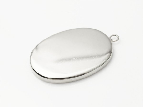 画像2: 【高品質日本製 10セット予約販売】No.47 オーバル チャーム シルバー ミール皿 土台 19×26mm (2)