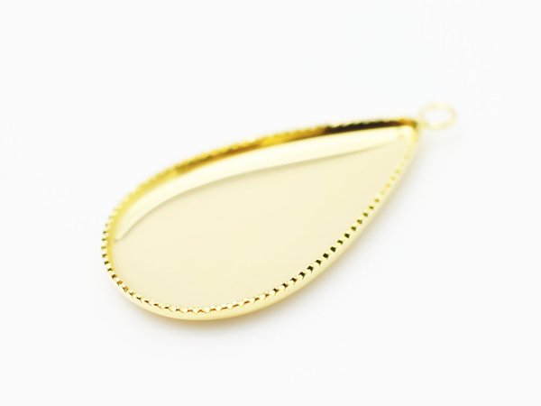 画像3: 【高品質日本製 10セット予約販売】No.13 ペンダントトップ(ドロップ) ゴールド ミール皿 土台 29×16mm (3)