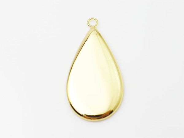 画像2: 【高品質日本製 10セット予約販売】No.13 ペンダントトップ(ドロップ) ゴールド ミール皿 土台 29×16mm (2)