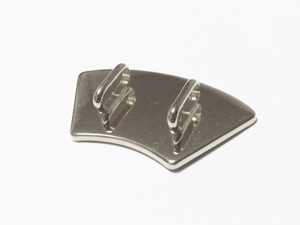 画像2: 【高品質日本製 10セット予約販売】No.131 帯留め 扇形 シルバー ミール皿 土台 約26.5×53mm (2)