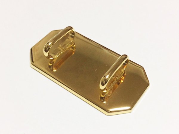 画像2: 【高品質日本製 10セット予約販売】No.132 帯留め レクタングル ゴールド ミール皿 土台 約22×45mm (2)