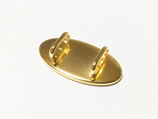 画像2: 【高品質日本製 10セット予約販売】No.134 帯留め オーバル ゴールド ミール皿 土台 約21.5×42mm (2)