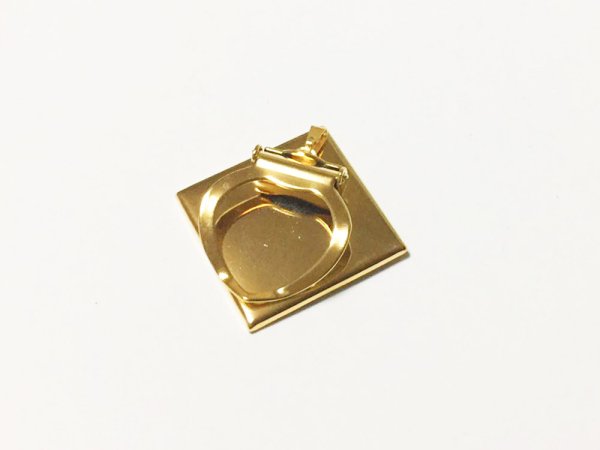 画像2: 【高品質日本製 10セット予約販売】No.138 スカーフクリップ スクエア ゴールドミール皿 土台 約29.5mm (2)