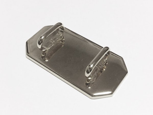 画像2: 【高品質日本製 10セット予約販売】No.133 帯留め レクタングル シルバー ミール皿 土台 約22×45mm (2)