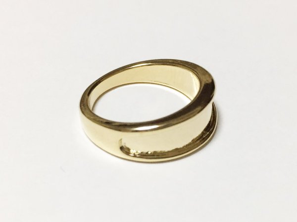 画像2: (YDR-7503g)【高品質日本製 10セット予約販売】指輪 リング ハーフオーバルデザイン ゴールド ミール皿 土台 サイズ:13号 (2)