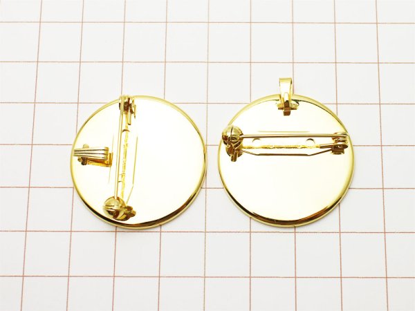 画像3: 【高品質日本製 10セット予約販売】No.1 ペンダント&ブローチピン(サークル) ゴールド ミール皿 土台 30mm (3)
