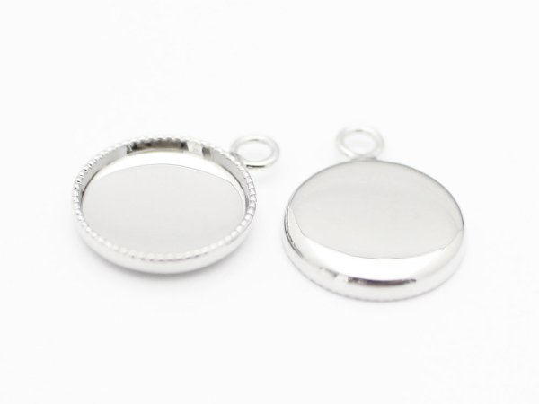 画像2: 【高品質日本製 10セット予約販売】No.86 サークル ミニチャーム シルバー ミール皿 土台 10mm (2)