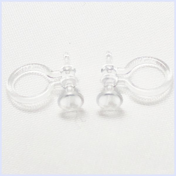 画像2: (1544) 金属アレルギー対応 カンなし ノンホール ピアス風イヤリングパーツ クリア 1ぺア (2)