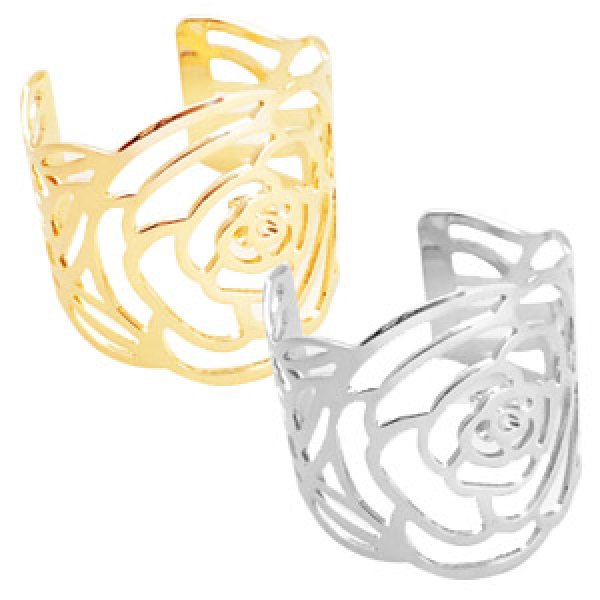 画像2: (YDH-1829)【高品質日本製 10セット予約販売】ヘアゴム付き ヘアカフス 透かし彫り ローズ ヘアリング ヘアアクセサリー 2色展開 デコ土台 (2)