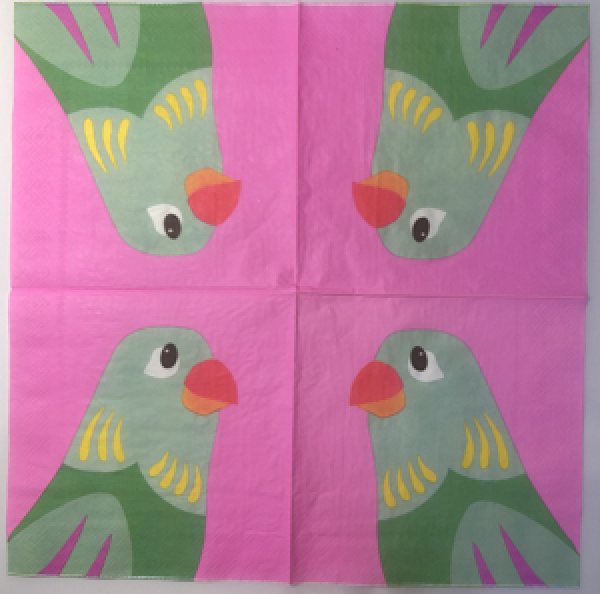 画像2: ★星印商品のみ同梱可★(D607)ペーパーナプキン　南国の鳥　オーム　バード　1枚　バラ売り　デコパージュにも (2)