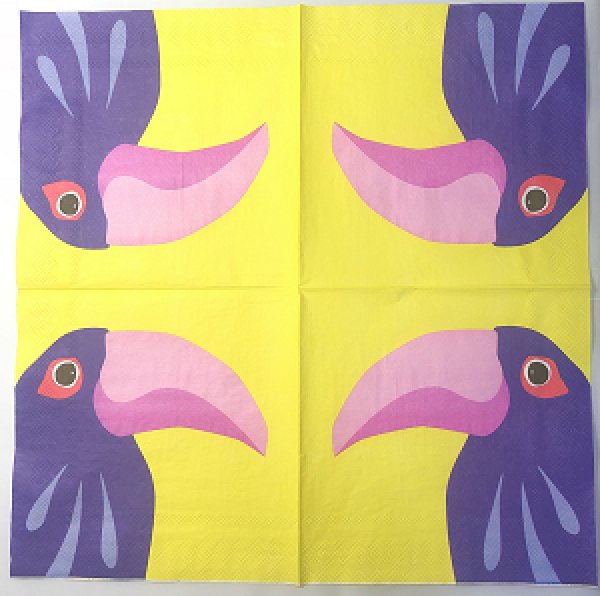 画像2: ★星印商品のみ同梱可★(D606)ペーパーナプキン　南国の鳥　クチオオハシ　バード　1枚　バラ売り　デコパージュにも (2)