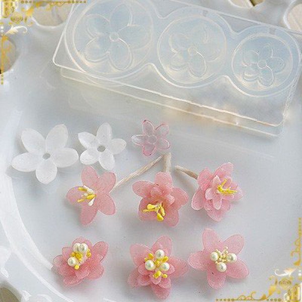 画像3: (sb386)シリコンモールド　桃の花　和風　春の花　フラワー型　立体　3サイズ (3)