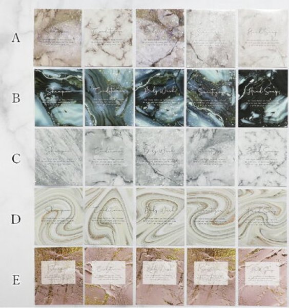 画像2:  通常830円→500円♪かなりお得【 5枚セット】大理石柄 宝石柄 おしゃれな詰替えボトル用ラベルシール ステッカー マーブル 除菌 アルコール 次亜塩素酸水 シャンプー コンディショナー ハンドソープ 洗剤 ボディウォッシュ 柔軟剤 食器用洗剤 オシャレ サニタイザー 高級感 (2)