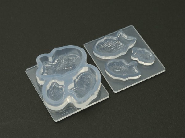 画像2: (ka1126) シリコンモールド クレイジュエリー たいやき ミニチュア 3サイズ 立体型 1/12サイズ対応 キッチン雑貨 ミニチュア食器 食玩 レジンや樹脂粘土でのフェイクフード作りに (2)