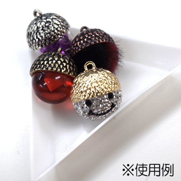 画像3: (kara75202)【お取り寄せ商品 10個セット販売】 チャーム( ミール皿 ・ セッティング台 ) 秋 パーツ チャーム  ガラスドーム用  どんぐりキャップ 5色展開 アクセサリー  autumn オータム (3)