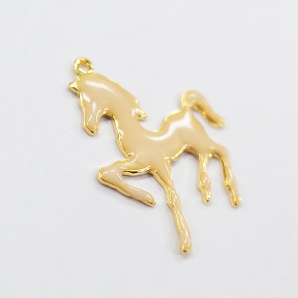 画像3: (karaE440)【お取り寄せ商品 10個セット販売】動物 チャーム( ミール皿 ・ セッティング台 )  エポチャーム 馬(うま) ゴールド アクセサリー パーツ  (3)