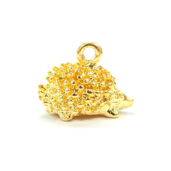 画像2: (kara16201)【お取り寄せ商品 10個セット販売】動物 チャーム（ ミール皿 ・ セッティング台 )  ハリネズミ 立体 （はりねずみ） 2色展開 アクセサリー パーツ  (2)