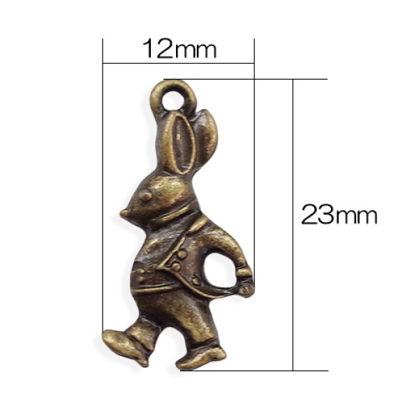 画像2: (kara520ag)【お取り寄せ商品 10個セット販売】動物 チャーム( ミール皿 ・ セッティング台 )   ラビット うさぎ (ウサギ) アンティークゴールド 金古美 アクセサリー パーツ  (2)