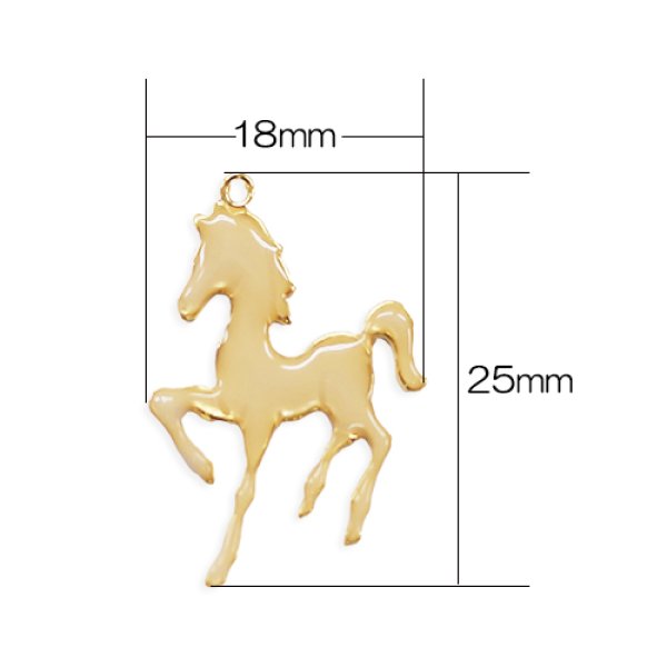 画像2: (karaE440)【お取り寄せ商品 10個セット販売】動物 チャーム( ミール皿 ・ セッティング台 )  エポチャーム 馬(うま) ゴールド アクセサリー パーツ  (2)