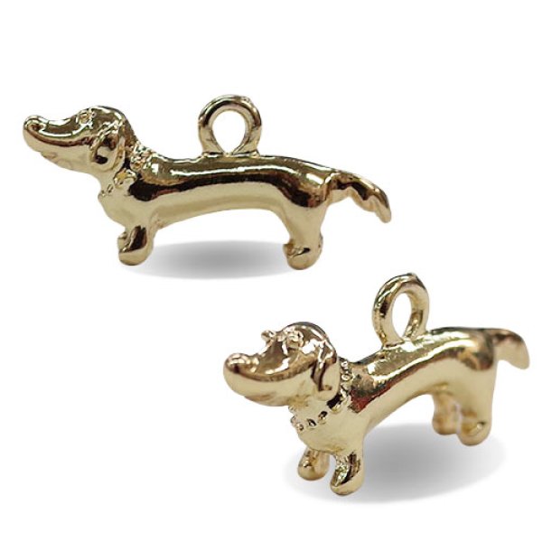 画像2: (kara13201)【お取り寄せ商品 10個セット販売】動物 チャーム（ ミール皿 ・ セッティング台 )　ミニ ドッグ チャーム 犬  わんこ タイプB （ダックスフント） アクセサリー 立体パーツ  (2)