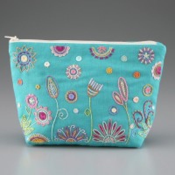 画像4: (by00977)中級者向け 刺繍キット フランス製 ポーチ用・ターコイズ ししゅう バッグ 小物入れ  (4)