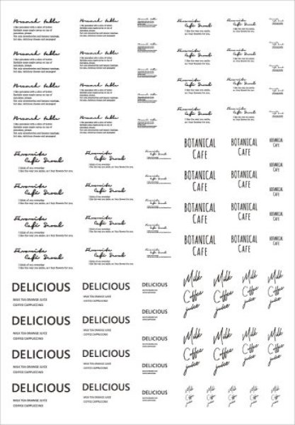 画像2: (ka1157)  ミニチュアドリンク用 超薄シール シート ロゴ ステッカー 1/12サイズ対応  模型用シール カフェドリンク シリコンモールド テーブルウエアコレクション用 クレイジュエリー デザート ＆ ドリンク 透明フィルムタイプ　 (2)