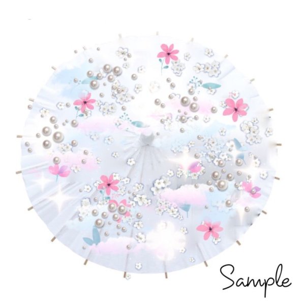 画像3: (ar980100)オリジナル和傘作り 白地 土台  白地 無地 ホワイト 白 デコパージュ お絵描き (3)